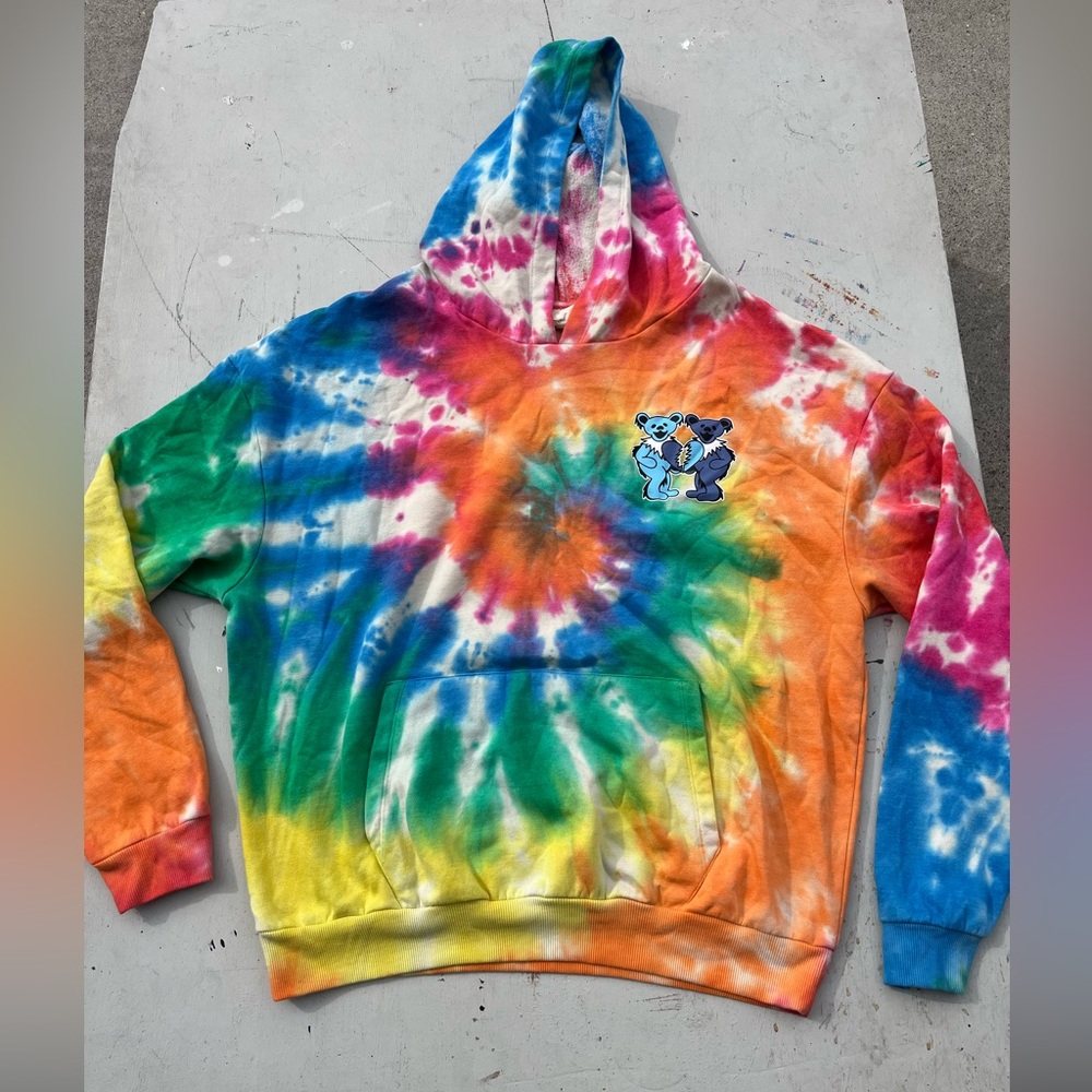 Men's Grateful Dead Hoodie Multicolor Bear S 60s Psych Garcia Hippie Love Each